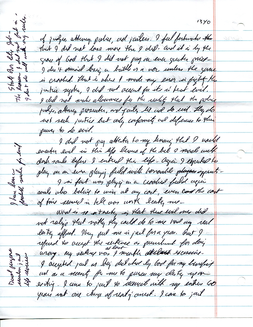 Dr John WorldPeace 2008 Prison Journal